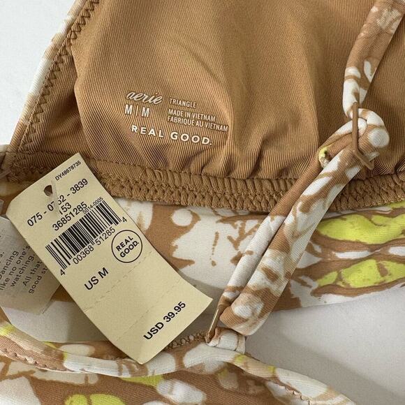 NWT Aerie Women’s Size M Crossover Triangle Sun Dye Print Bikini Top‎ Tan/Brown - Picture 6 of 7